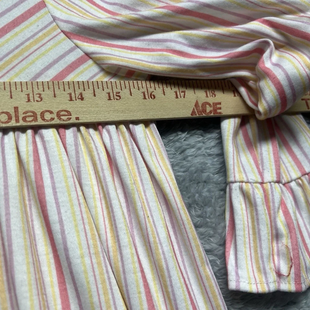 American Girl Nightgown Girls Medium Pink Striped Ruffles Placket Bodice Retired